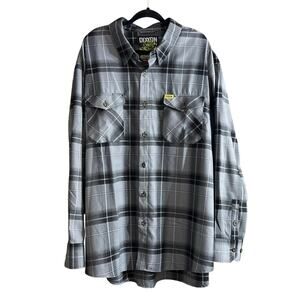 Dixxon Big Men's Slurry Crew Flannel Gray Black White Plaid Shirt Size 4XL